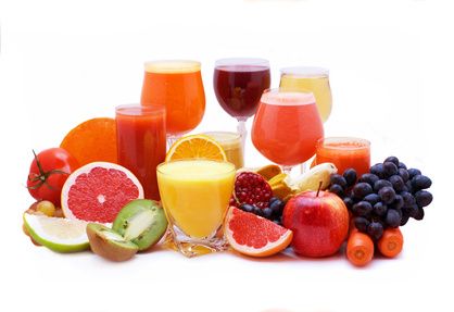 Frutas y jugo de vegetales