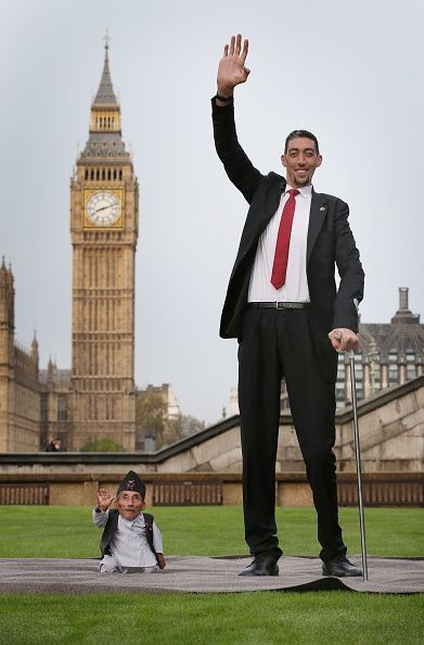 Mundo`s Tallest And Shortest Men Meet For Guinness World Records...