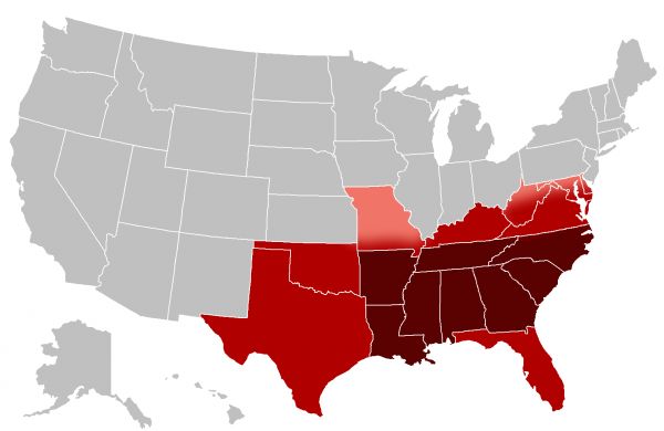 Los estados del sur de los Estados Unidos ahora tienen la tasa más alta de infección por el VIH y el SIDA, así como la tasa de mortalidad más alta de estas enfermedades.