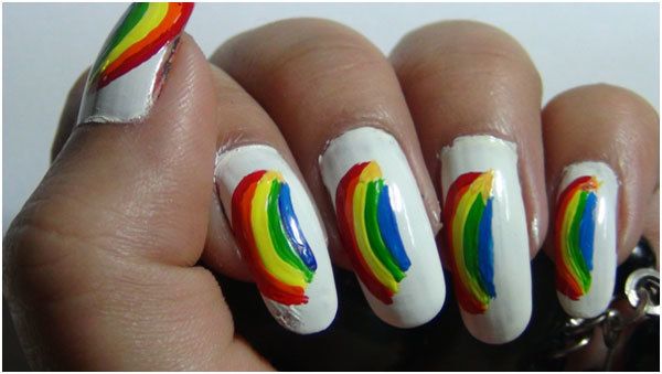 Nail Art Rainbow Tutoriales 6