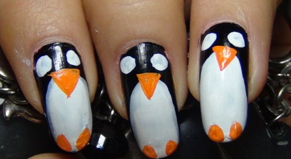 uñas pingüino arte paso cuatro