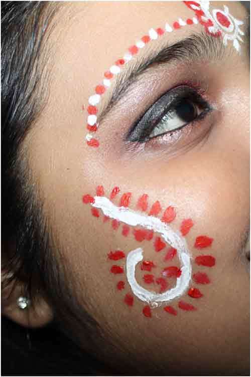 maquillaje de novia bengalí tradicional