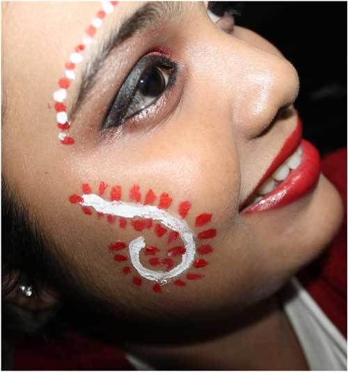 maquillaje de novia bengalí indio
