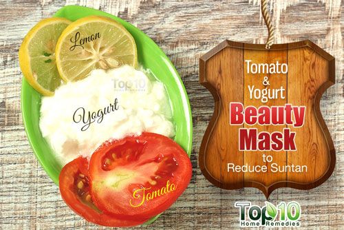 Tomate y yogur máscara de belleza para reducir el bronceado