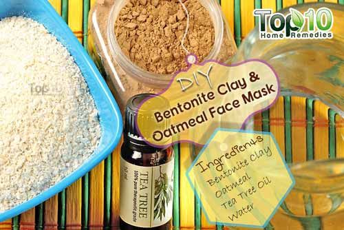 Ingredientes bentonita DIY de la máscara de harina de avena de arcilla