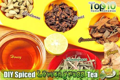 Ingredientes del té lemongrass condimentadas bricolaje