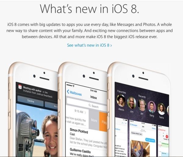 Apple iOS 8 Actualización