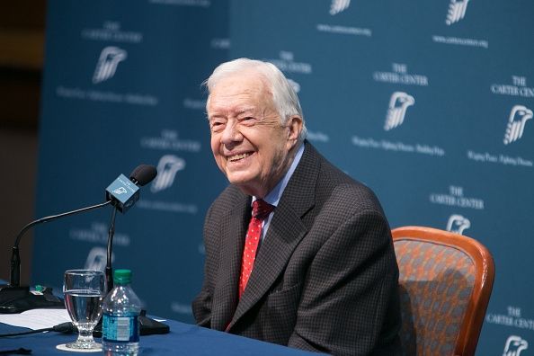 Jimmy Carter, de 90, en una conferencia de prensa en la que habló de su diagnóstico de cáncer y su tratamiento esperado.