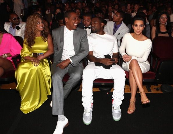 Beyonce, Jay-Z, Kanye West y Kim Kardashian en los Premios BET 2012.