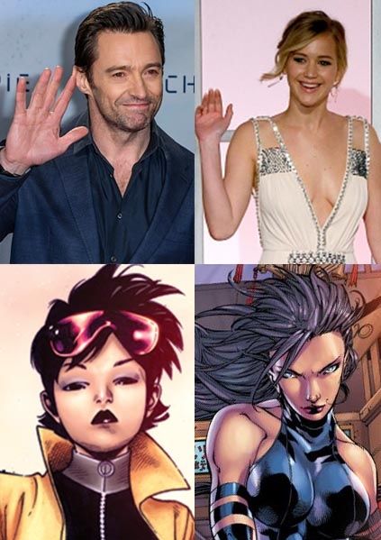 Hugh Jackman, Jennifer Lawrence y nuevos mutantes Jubileo y Psylocke