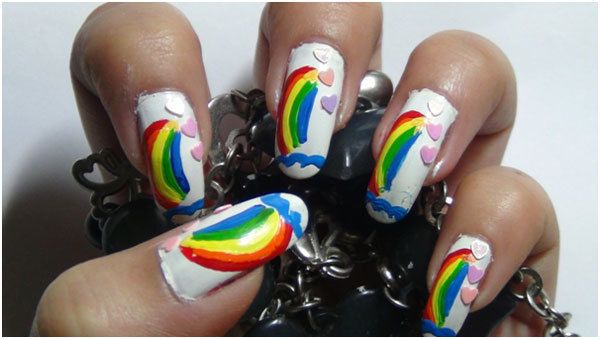 Nail Art Rainbow Tutoriales 9