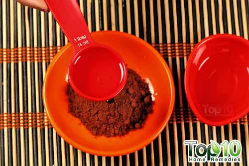 polvo de cacao y coco cara aceite máscara step2