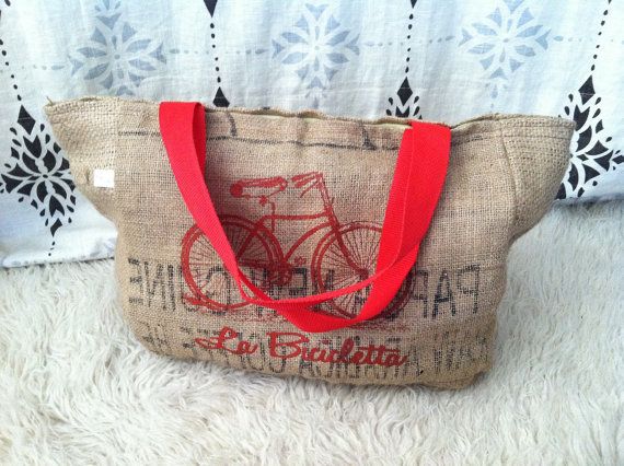Ganador del sorteo !!! La bolsa de asas bicicletta hecha de sacos de café reciclados